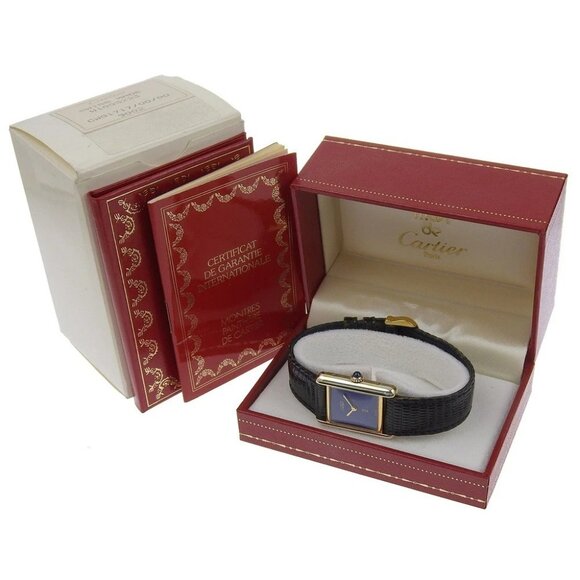 CARTIER Must tank Watches 60022 Lapis Lazuli Dial cal.2512-1 BlueDial Silver - Picture 7 of 7